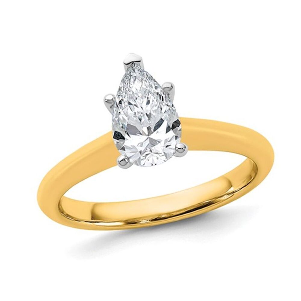1.00 Carat (ctw VS, F) Certified Lab-Grown Pear Drop Diamond Engagement Ring 14K